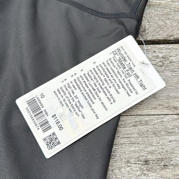 Lululemon Wunder Train High-Rise Tight 25" Matte Foil Shine Black NWT Size 10 - Picture 3 of 7